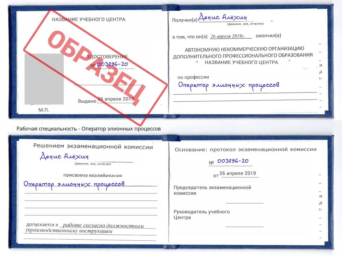 Оператор элионных процессов Волхов