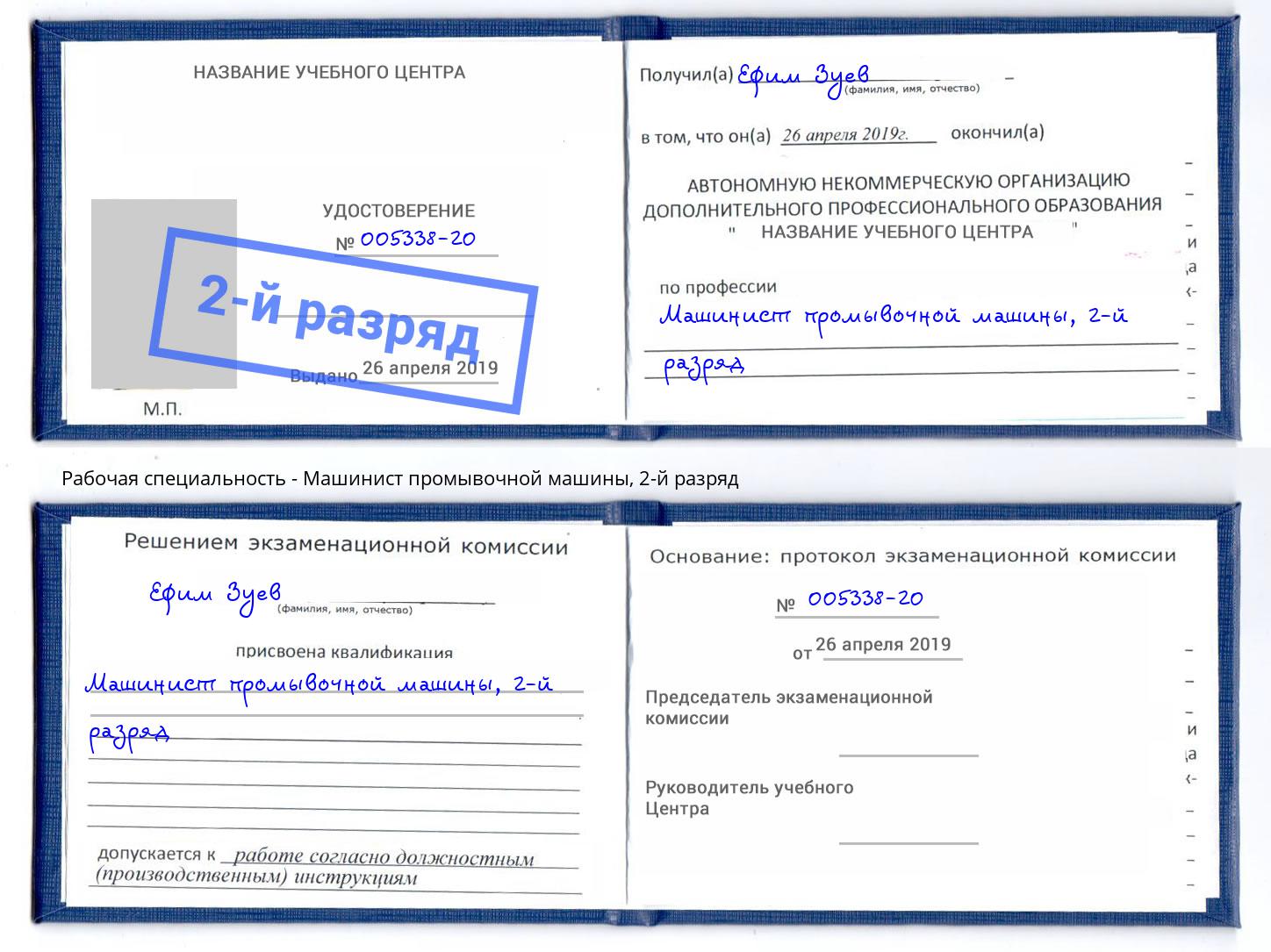 корочка 2-й разряд Машинист промывочной машины Волхов