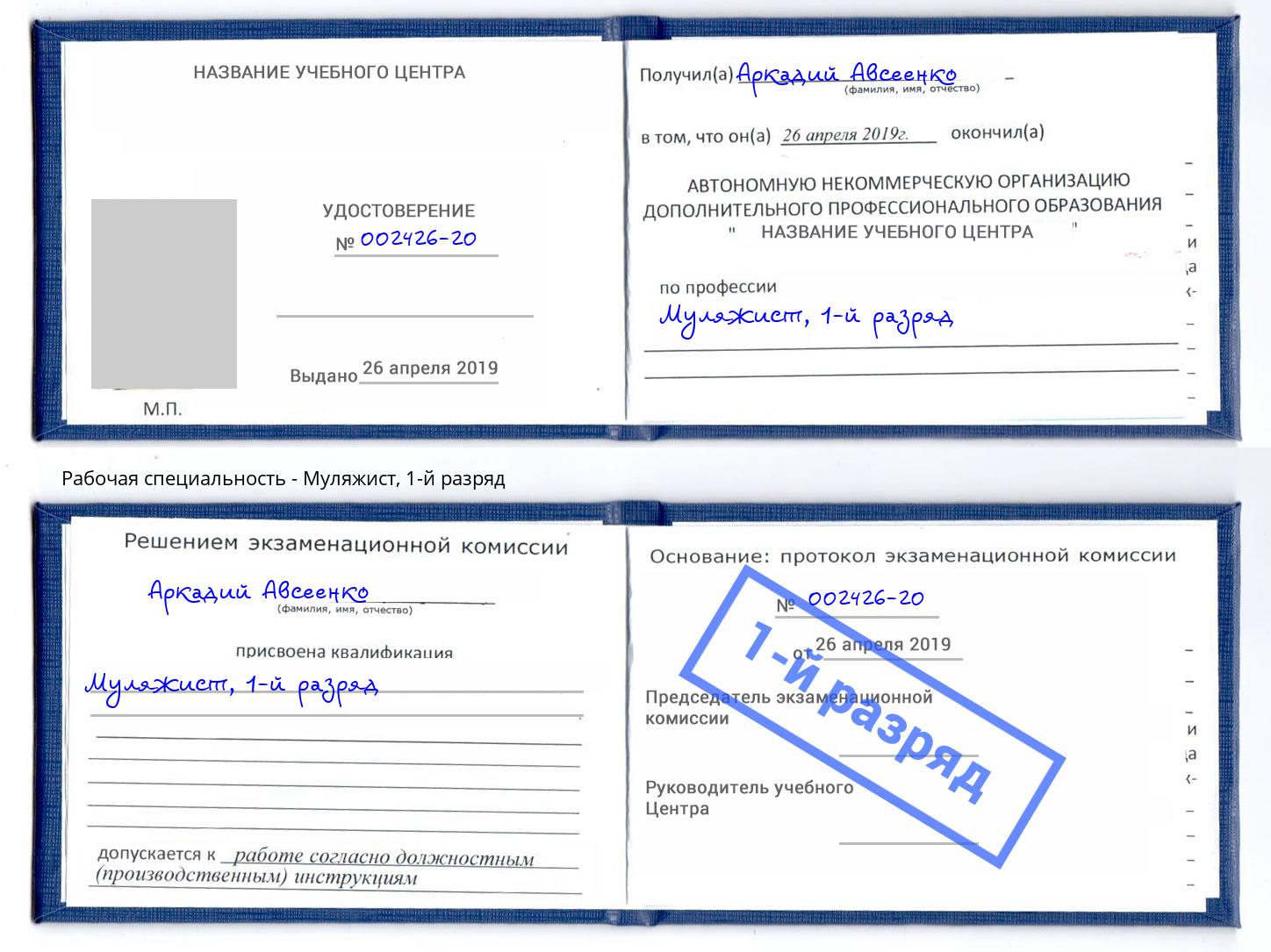 корочка 1-й разряд Муляжист Волхов